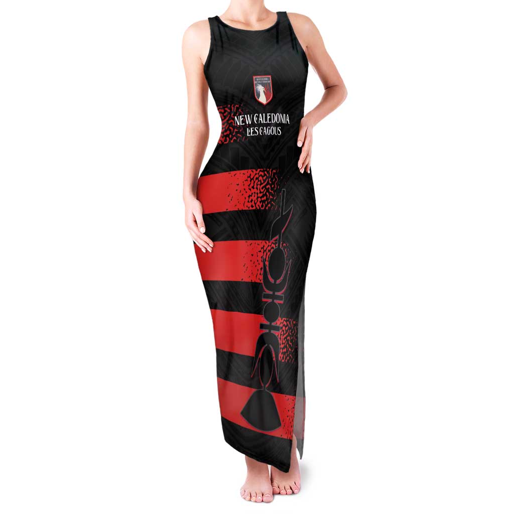 Custom New Caledonia Football Tank Maxi Dress Allez Les Cagous Polynesian Pattern LT14 Women Black - Polynesian Pride