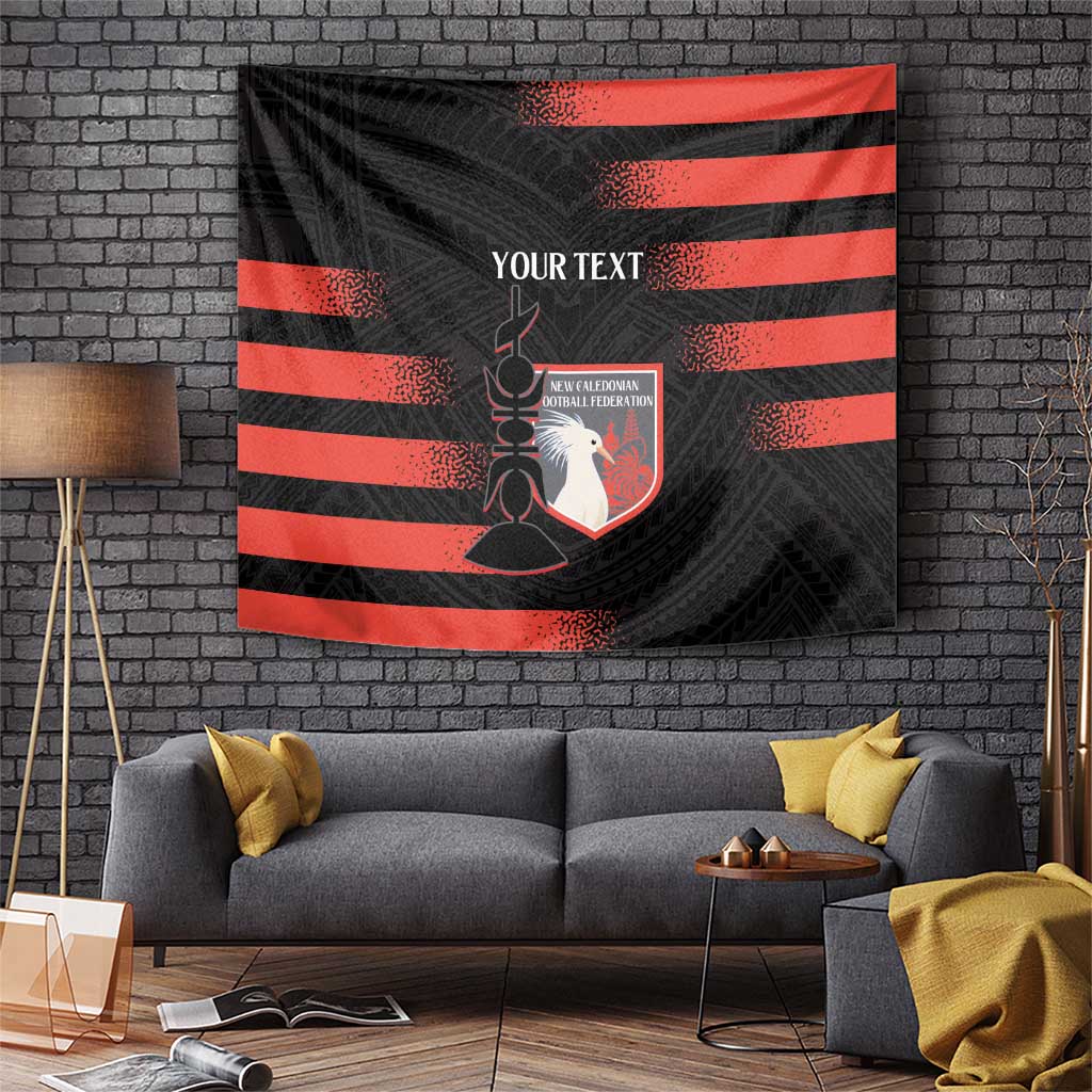 Custom New Caledonia Football Tapestry Allez Les Cagous Polynesian Pattern LT14 Black - Polynesian Pride