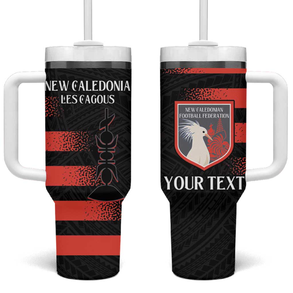 Custom New Caledonia Football Tumbler With Handle Allez Les Cagous Polynesian Pattern LT14 One Size: 40 oz Black - Polynesian Pride