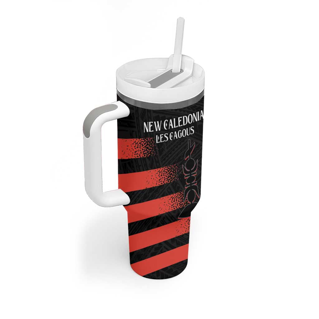 Custom New Caledonia Football Tumbler With Handle Allez Les Cagous Polynesian Pattern LT14 - Polynesian Pride