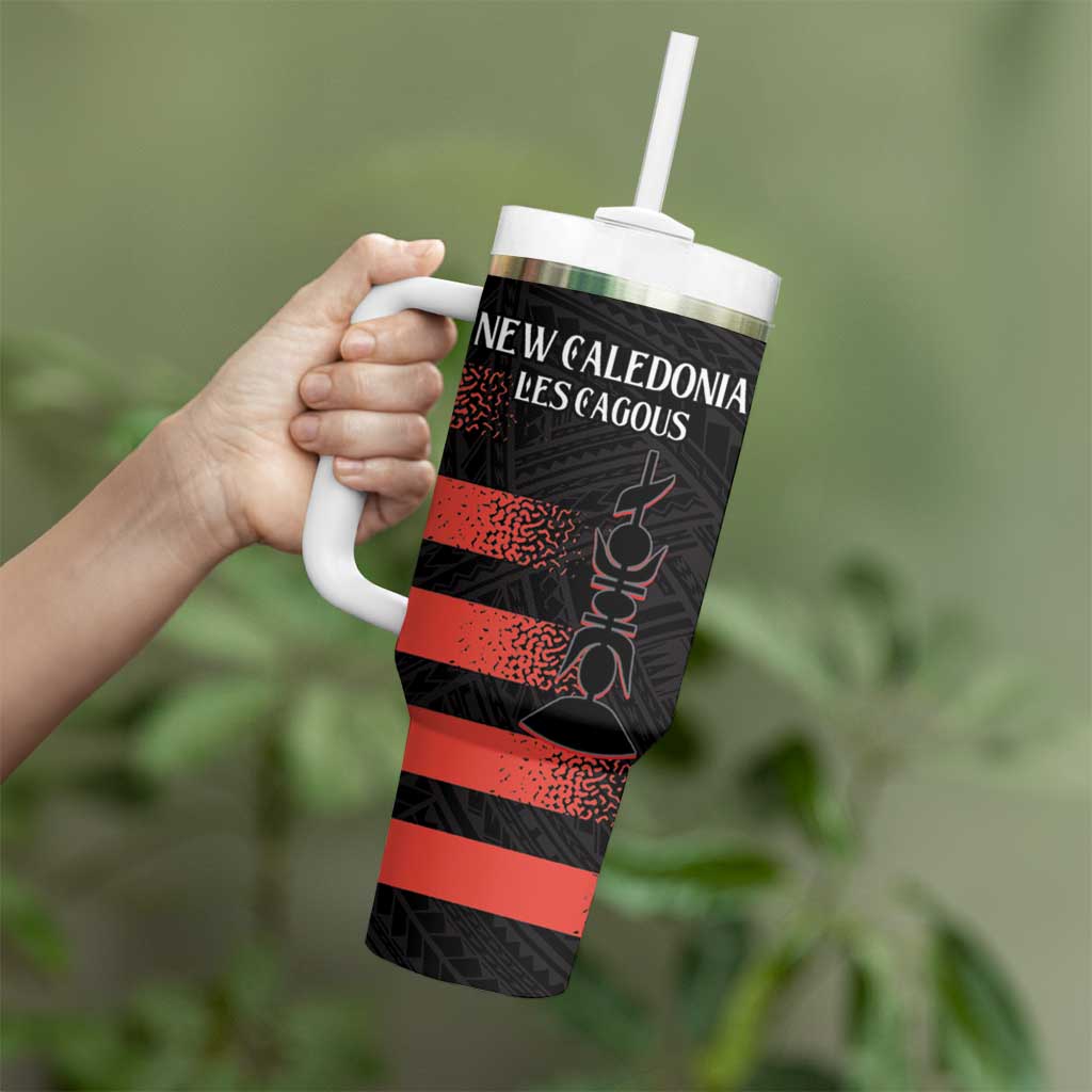 Custom New Caledonia Football Tumbler With Handle Allez Les Cagous Polynesian Pattern LT14 - Polynesian Pride