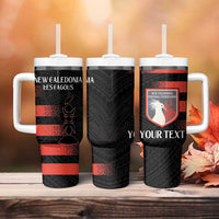 Custom New Caledonia Football Tumbler With Handle Allez Les Cagous Polynesian Pattern LT14 - Polynesian Pride