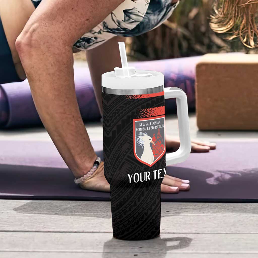 Custom New Caledonia Football Tumbler With Handle Allez Les Cagous Polynesian Pattern LT14 - Polynesian Pride