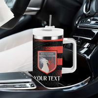 Custom New Caledonia Football Tumbler With Handle Allez Les Cagous Polynesian Pattern LT14 - Polynesian Pride