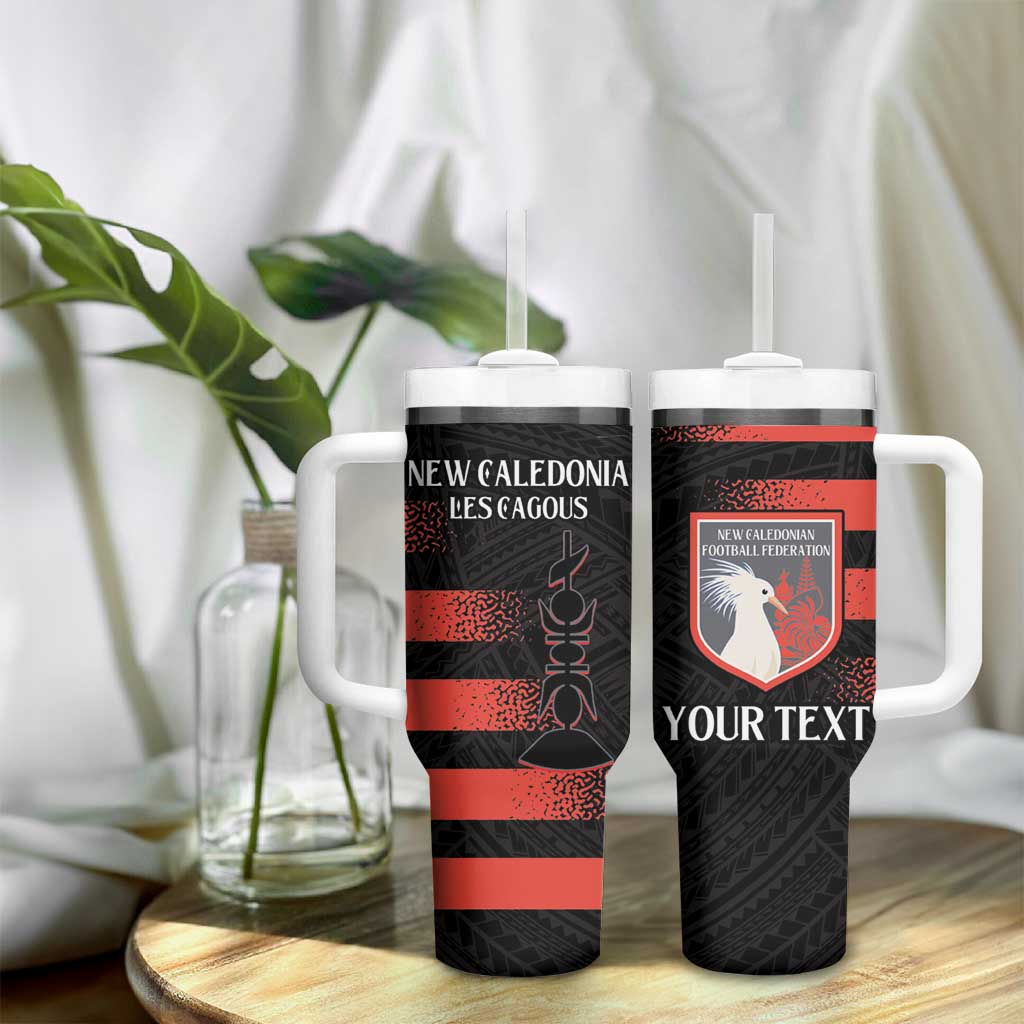 Custom New Caledonia Football Tumbler With Handle Allez Les Cagous Polynesian Pattern LT14 - Polynesian Pride