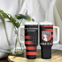 Custom New Caledonia Football Tumbler With Handle Allez Les Cagous Polynesian Pattern LT14 - Polynesian Pride