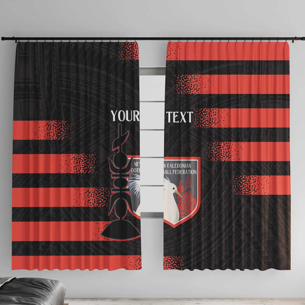 Custom New Caledonia Football Window Curtain Allez Les Cagous Polynesian Pattern LT14 With Hooks Black - Polynesian Pride