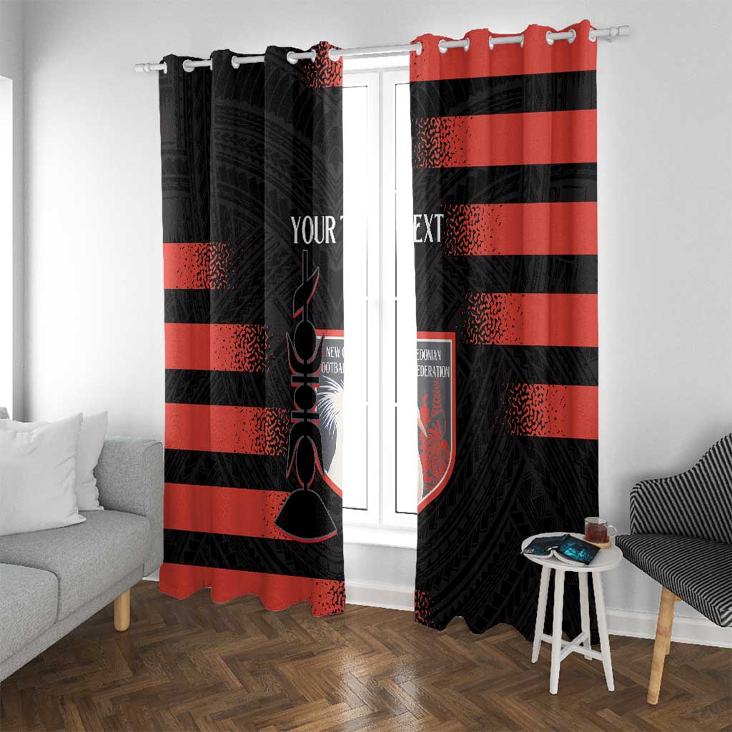 Custom New Caledonia Football Window Curtain Allez Les Cagous Polynesian Pattern LT14 With Grommets Black - Polynesian Pride