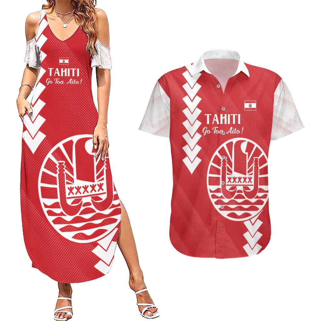 Custom Tahiti Football Couples Matching Summer Maxi Dress and Hawaiian Shirt Go Toa Aito