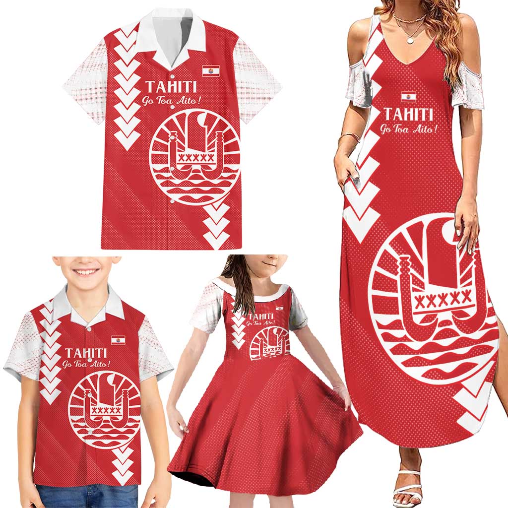 Custom Tahiti Football Family Matching Summer Maxi Dress and Hawaiian Shirt Go Toa Aito