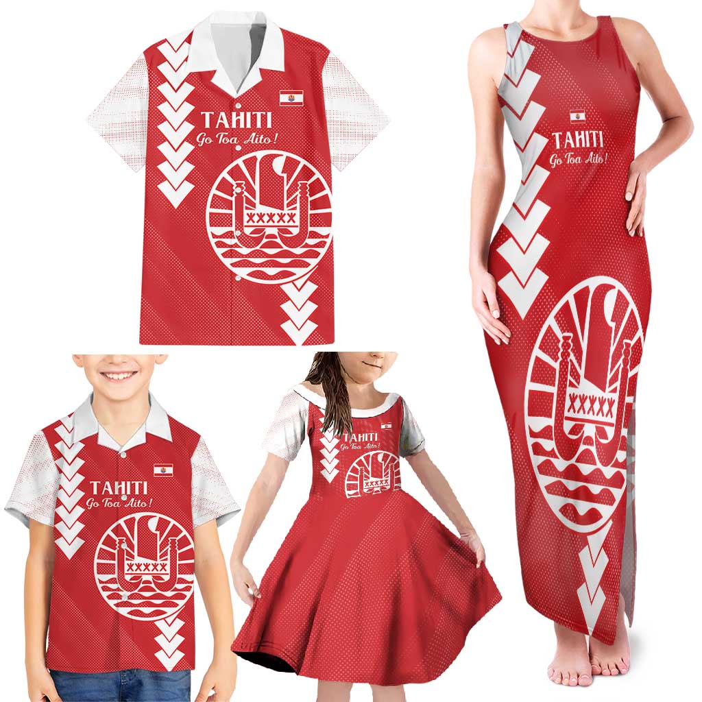 Custom Tahiti Football Family Matching Tank Maxi Dress and Hawaiian Shirt Go Toa Aito