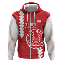 Custom Tahiti Football Hoodie Go Toa Aito LT14 Zip Hoodie Red - Polynesian Pride