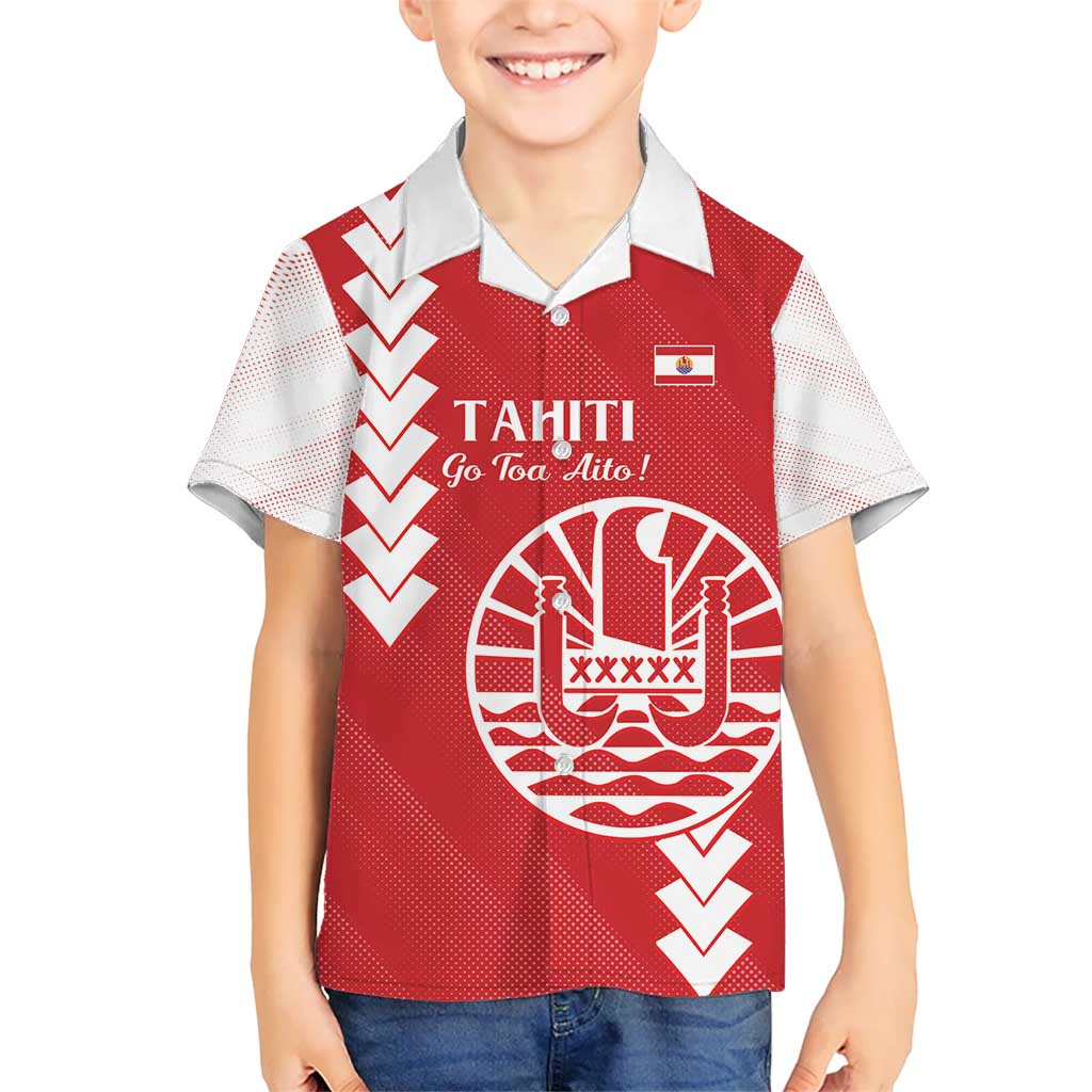 Custom Tahiti Football Kid Hawaiian Shirt Go Toa Aito LT14 Kid Red - Polynesian Pride