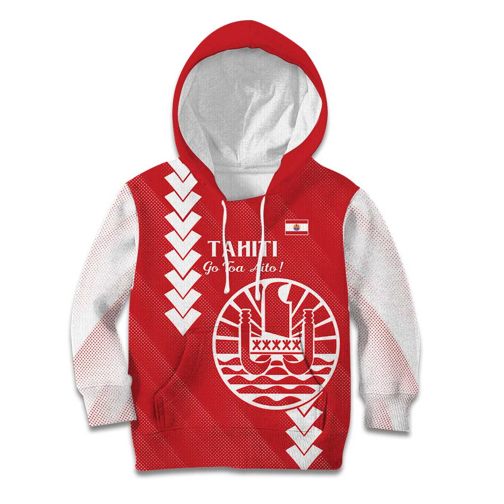 Custom Tahiti Football Kid Hoodie Go Toa Aito LT14 Hoodie Red - Polynesian Pride