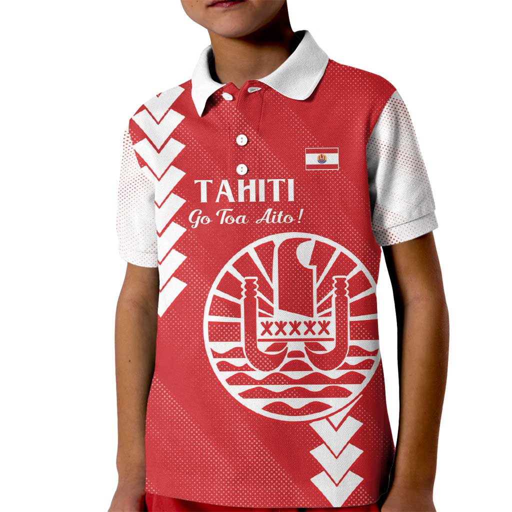 Custom Tahiti Football Kid Polo Shirt Go Toa Aito LT14 Kid Red - Polynesian Pride