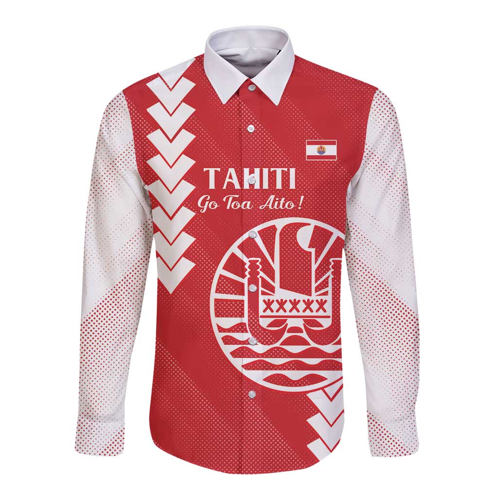 Custom Tahiti Football Long Sleeve Button Shirt Go Toa Aito