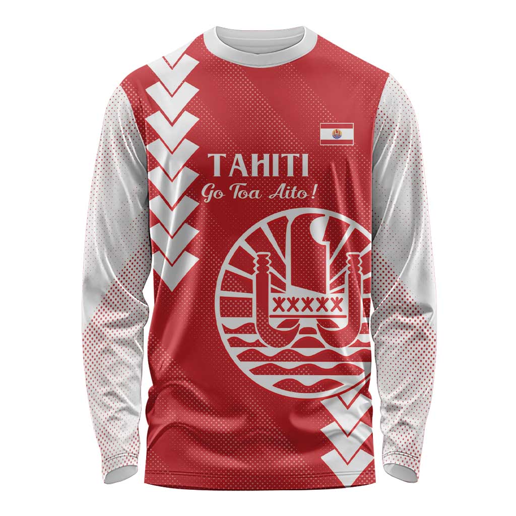Custom Tahiti Football Long Sleeve Shirt Go Toa Aito LT14 Unisex Red - Polynesian Pride