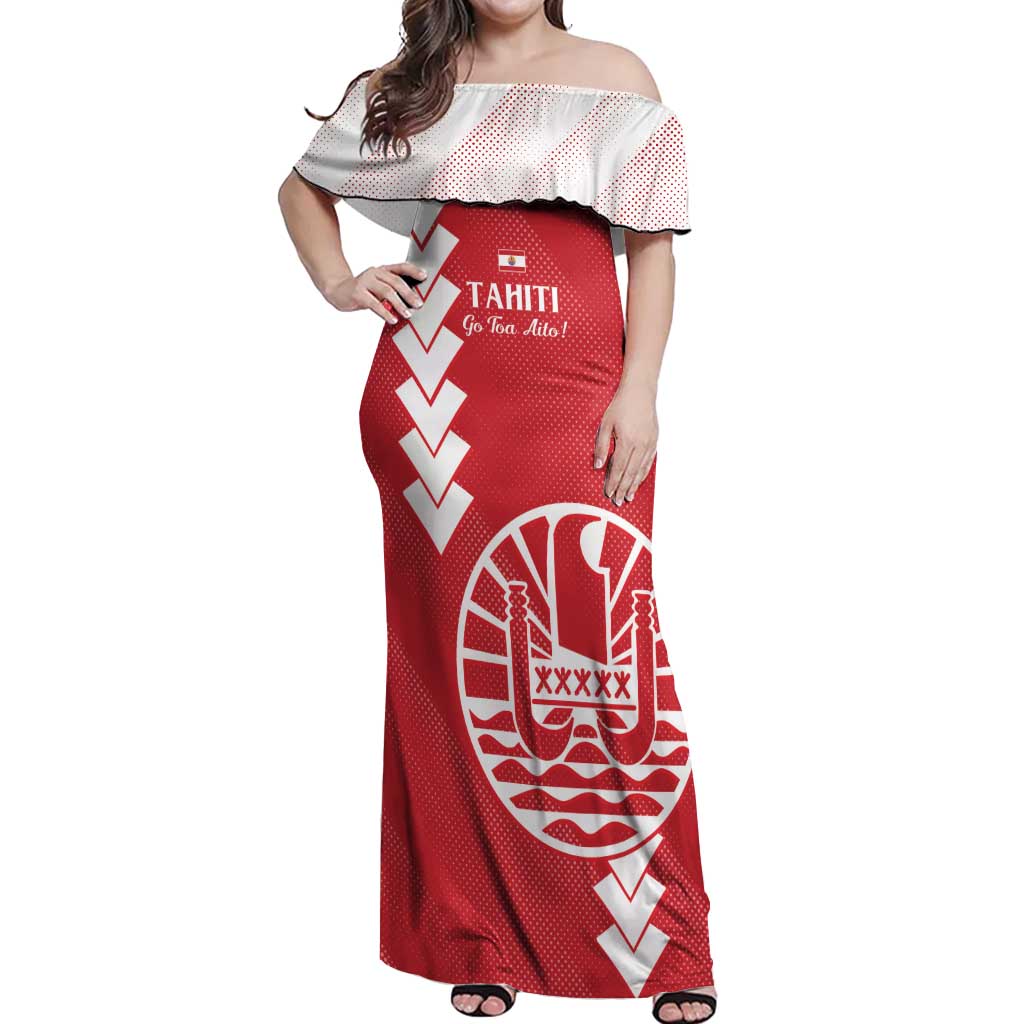 Custom Tahiti Football Off Shoulder Maxi Dress Go Toa Aito