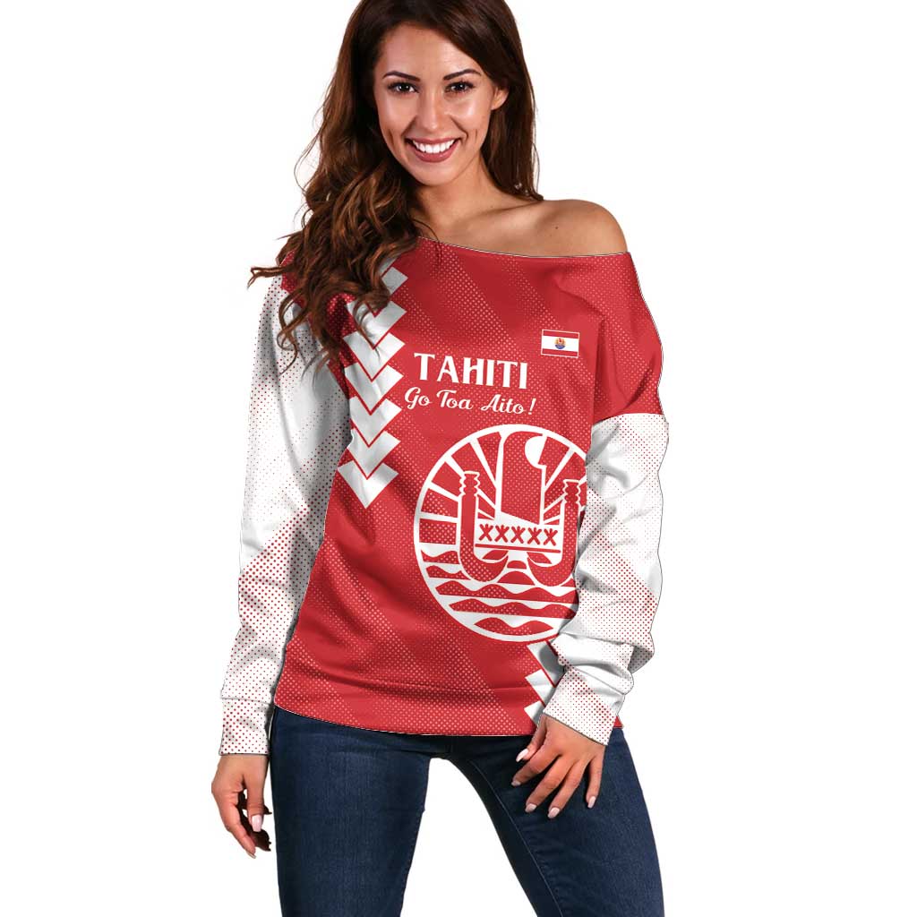 Custom Tahiti Football Off Shoulder Sweater Go Toa Aito