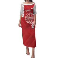 Custom Tahiti Football Puletasi Go Toa Aito LT14 Long Dress Red - Polynesian Pride