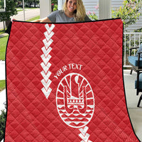 Custom Tahiti Football Quilt Go Toa Aito LT14 Red - Polynesian Pride
