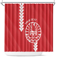 Custom Tahiti Football Shower Curtain Go Toa Aito LT14 Red - Polynesian Pride