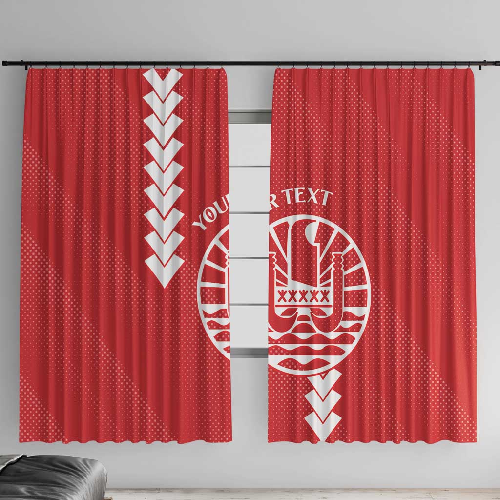Custom Tahiti Football Window Curtain Go Toa Aito LT14 With Hooks Red - Polynesian Pride