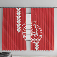 Custom Tahiti Football Window Curtain Go Toa Aito LT14 With Hooks Red - Polynesian Pride