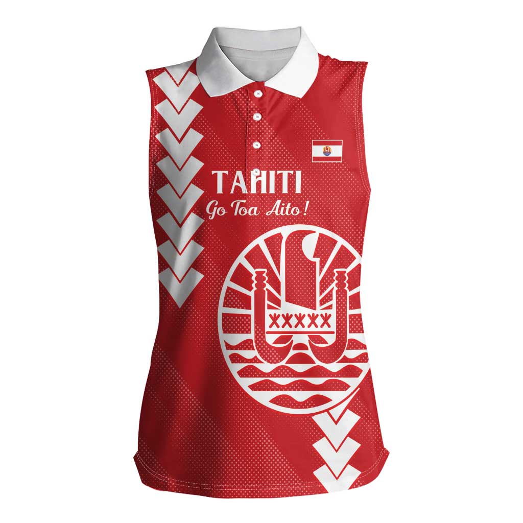 Custom Tahiti Football Women Sleeveless Polo Shirt Go Toa Aito