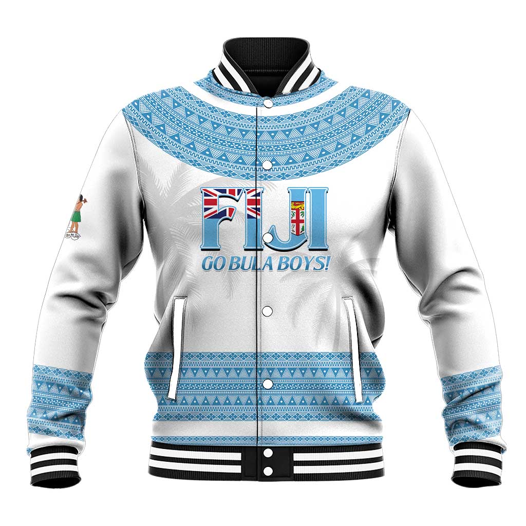 Custom Fiji Tapa Football Baseball Jacket Go Bula Boy! LT14 Unisex White - Polynesian Pride