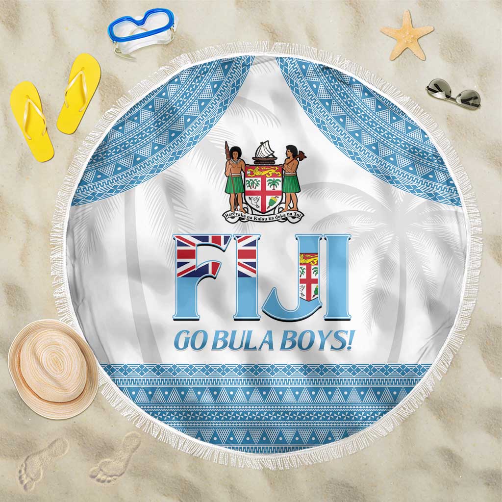Fiji Tapa Football Beach Blanket Go Bula Boy! LT14 One Size 150cm White - Polynesian Pride