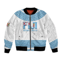 Custom Fiji Tapa Football Bomber Jacket Go Bula Boy! LT14 Unisex White - Polynesian Pride