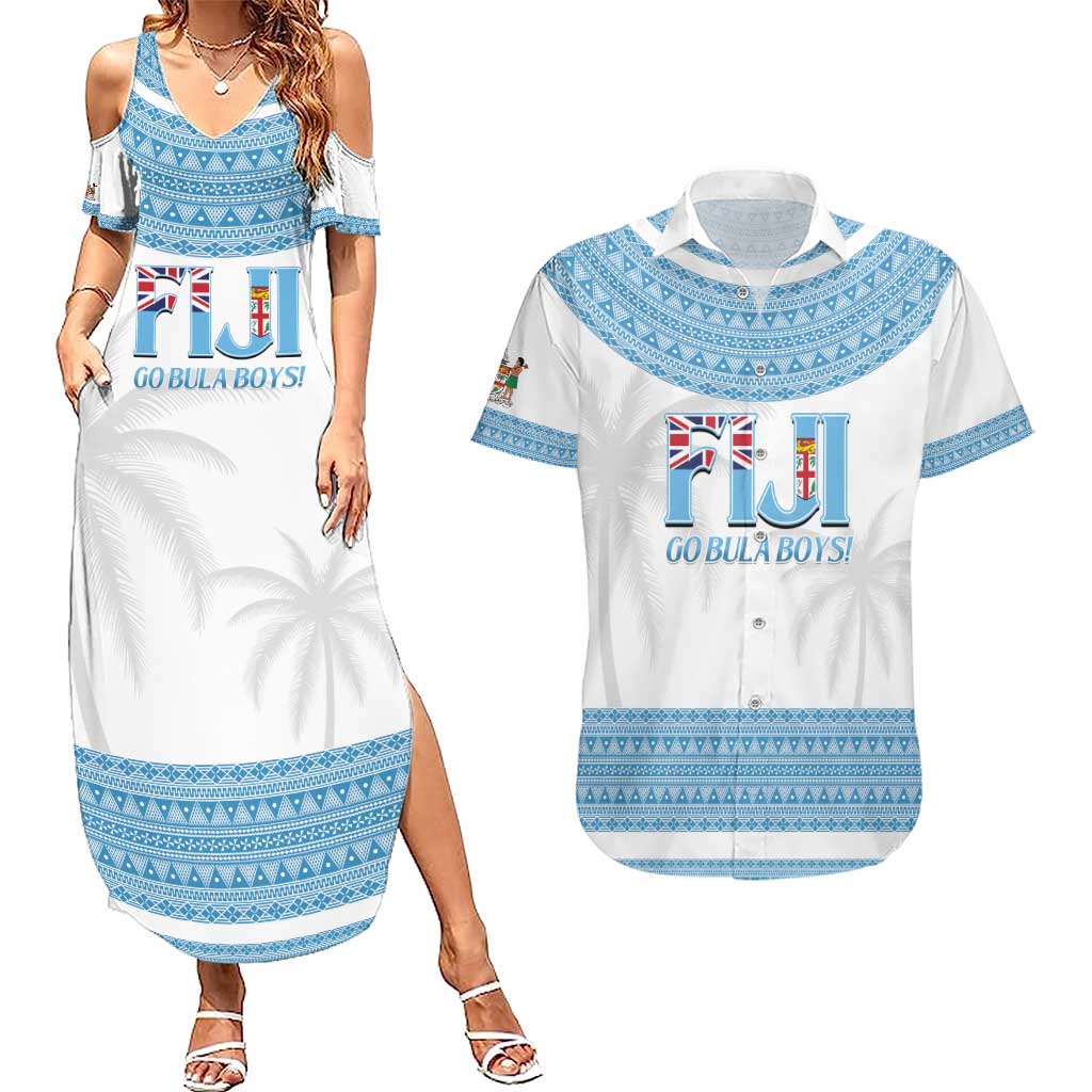 Custom Fiji Tapa Football Couples Matching Summer Maxi Dress and Hawaiian Shirt Go Bula Boy!