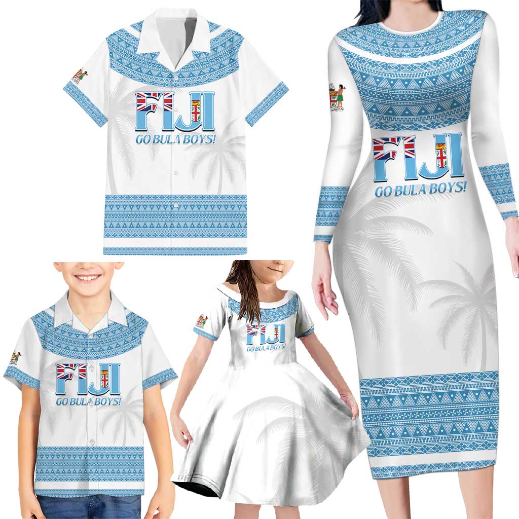 Custom Fiji Tapa Football Family Matching Long Sleeve Bodycon Dress and Hawaiian Shirt Go Bula Boy!