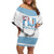 Custom Fiji Tapa Football Family Matching Off Shoulder Short Dress and Hawaiian Shirt Go Bula Boy!