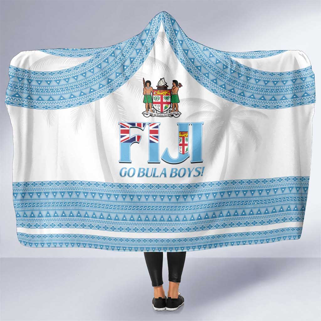 Fiji Tapa Football Hooded Blanket Go Bula Boy! LT14 One Size White - Polynesian Pride