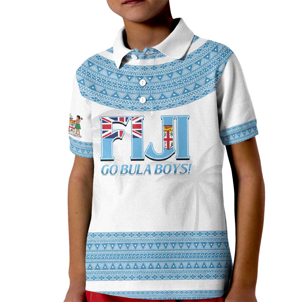 Custom Fiji Tapa Football Kid Polo Shirt Go Bula Boy! LT14 Kid White - Polynesian Pride