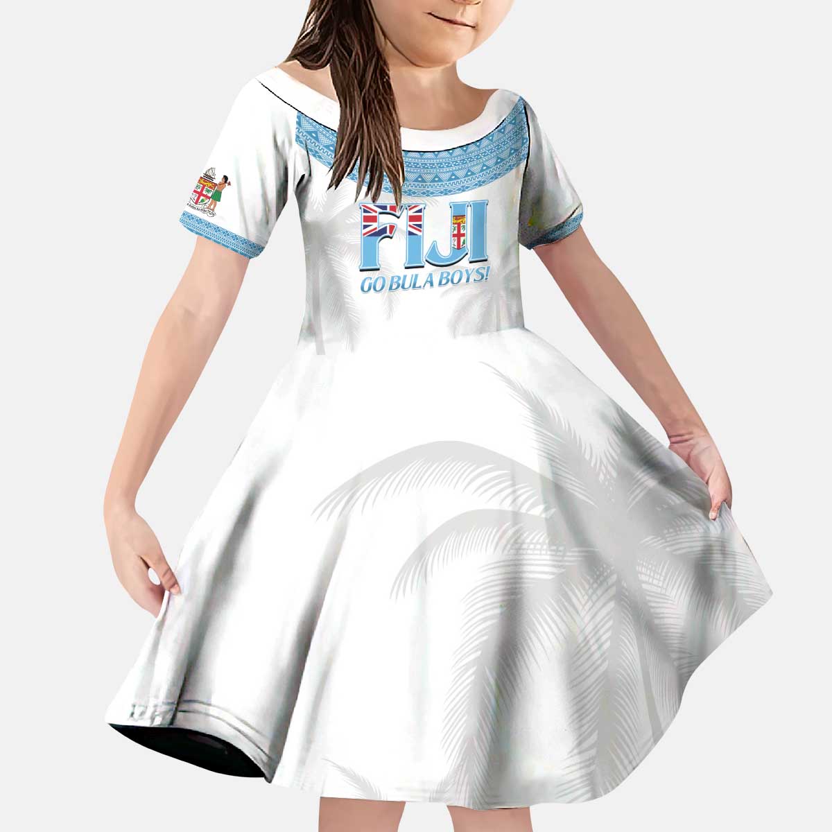 Custom Fiji Tapa Football Kid Short Sleeve Dress Go Bula Boy!