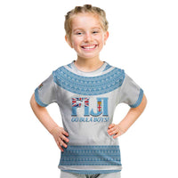 Custom Fiji Tapa Football Kid T Shirt Go Bula Boy! LT14 White - Polynesian Pride