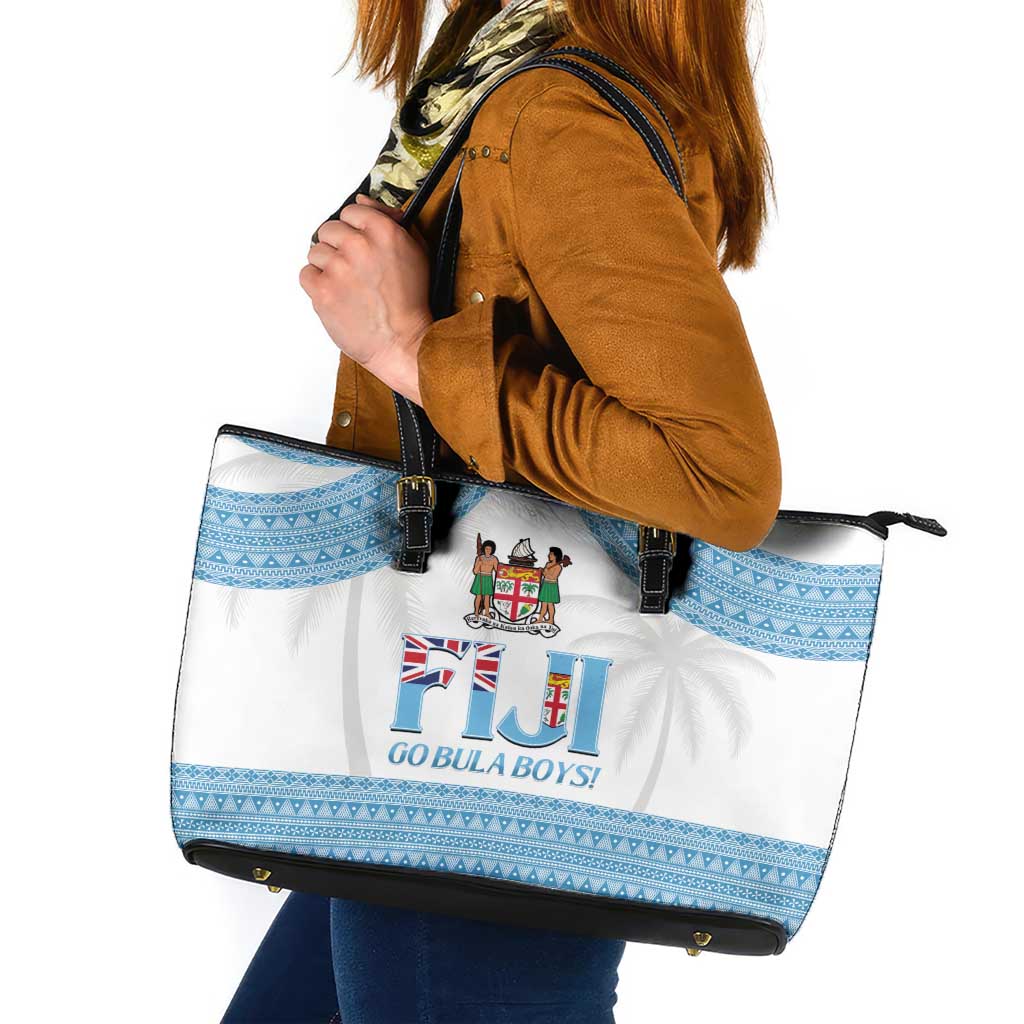 Fiji Tapa Football Leather Tote Bag Go Bula Boy! LT14 White - Polynesian Pride