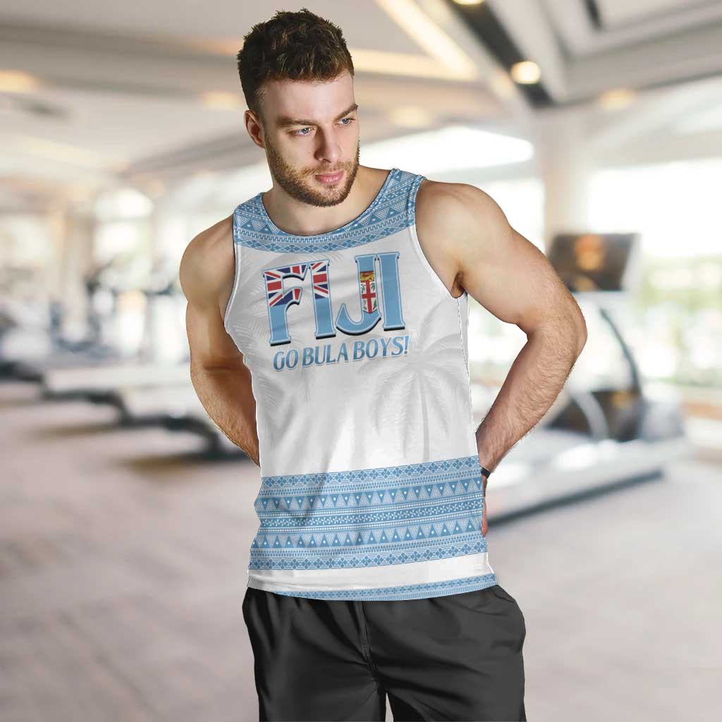 Custom Fiji Tapa Football Men Tank Top Go Bula Boy! LT14 White - Polynesian Pride
