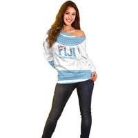 Custom Fiji Tapa Football Off Shoulder Sweater Go Bula Boy! LT14 - Polynesian Pride