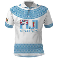 Custom Fiji Tapa Football Polo Shirt Go Bula Boy! LT14 White - Polynesian Pride
