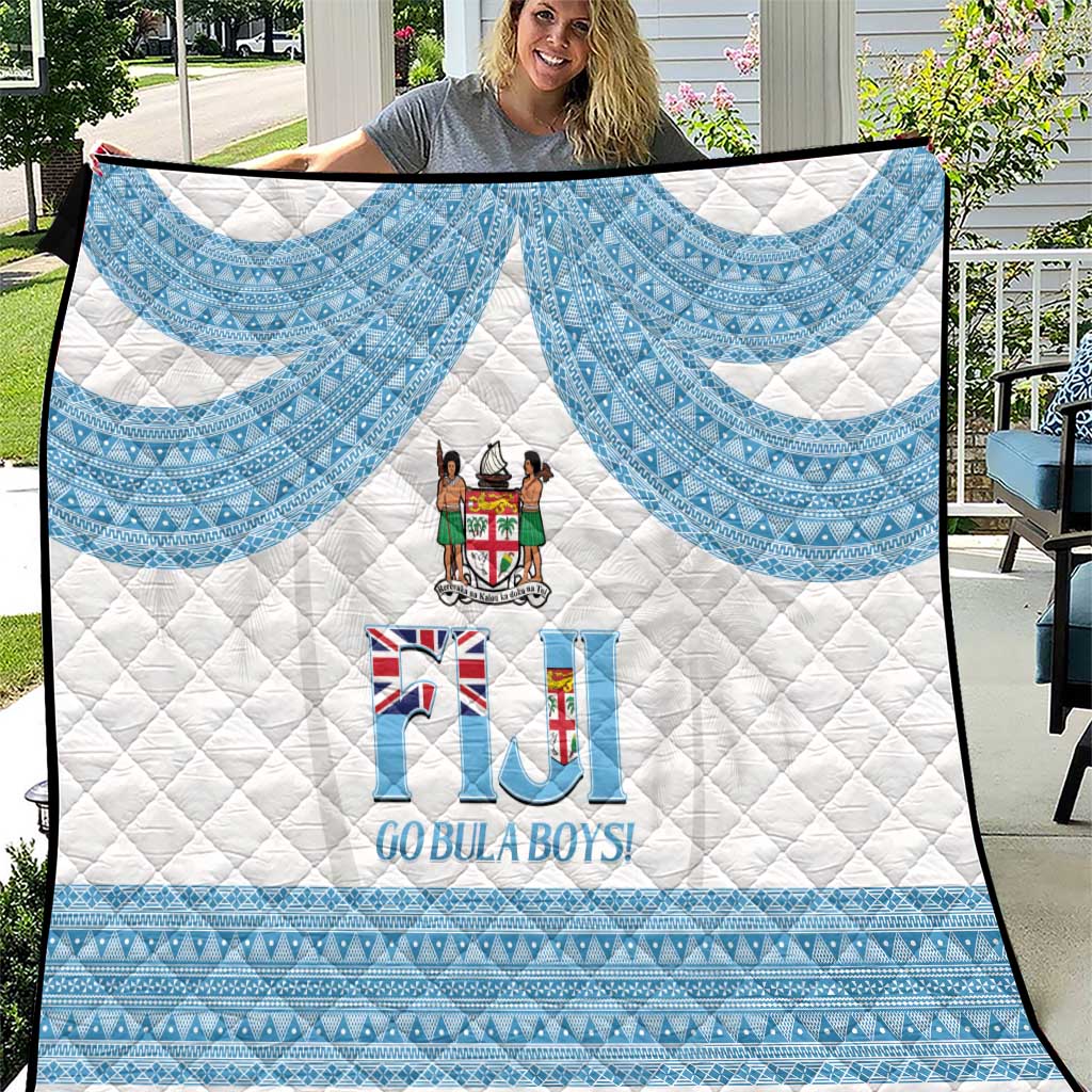 Fiji Tapa Football Quilt Go Bula Boy! LT14 White - Polynesian Pride