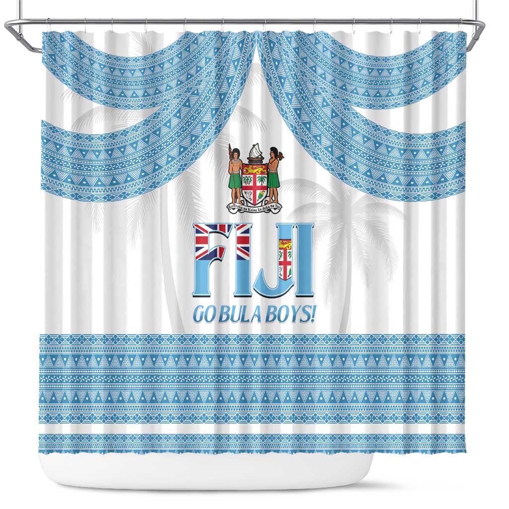 Fiji Tapa Football Shower Curtain Go Bula Boy! LT14 White - Polynesian Pride