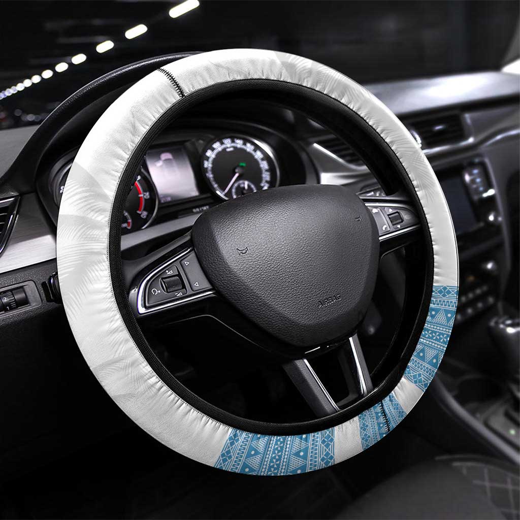 Fiji Tapa Football Steering Wheel Cover Go Bula Boy! LT14 Universal Fit White - Polynesian Pride
