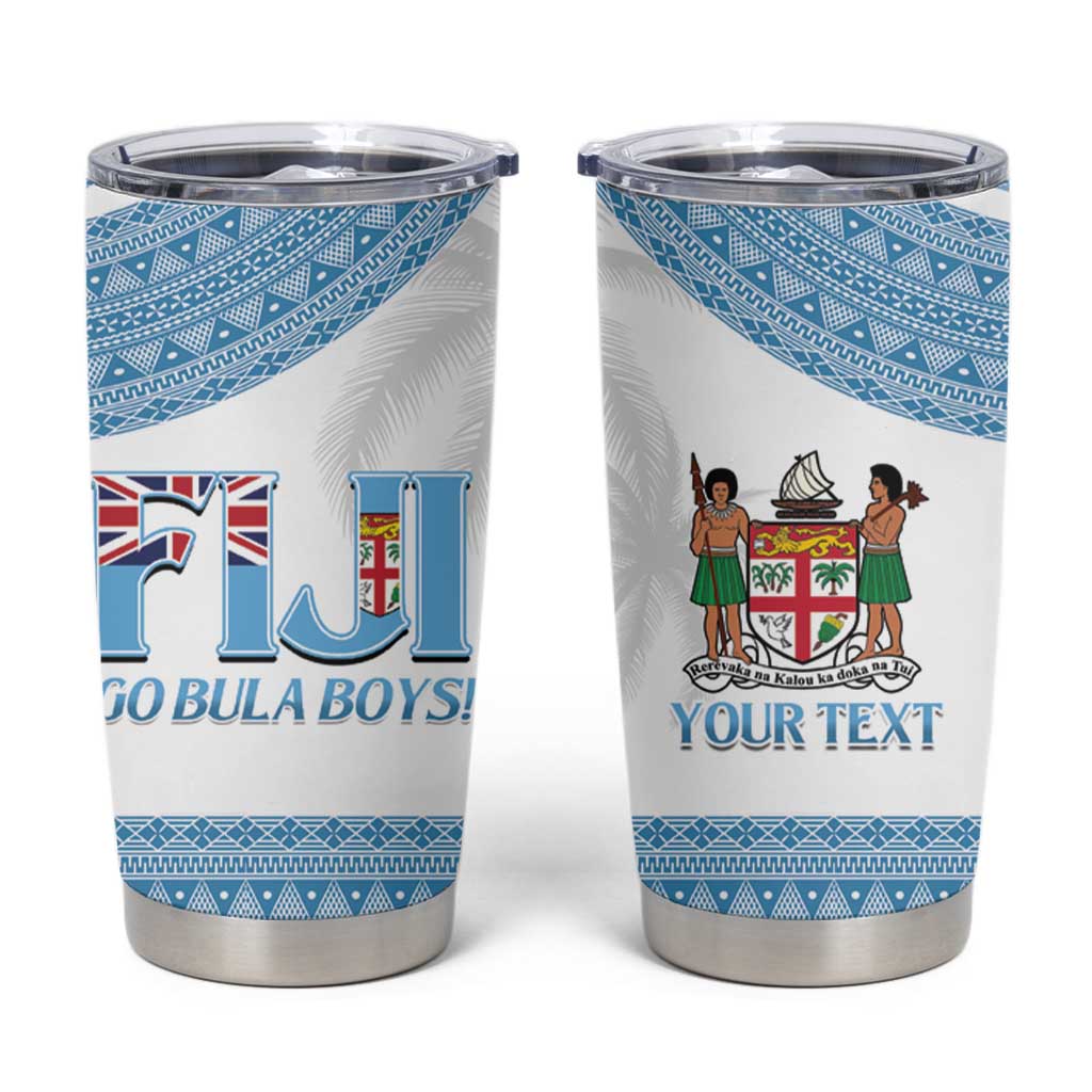Custom Fiji Tapa Football Tumbler Cup Go Bula Boy! LT14 White - Polynesian Pride