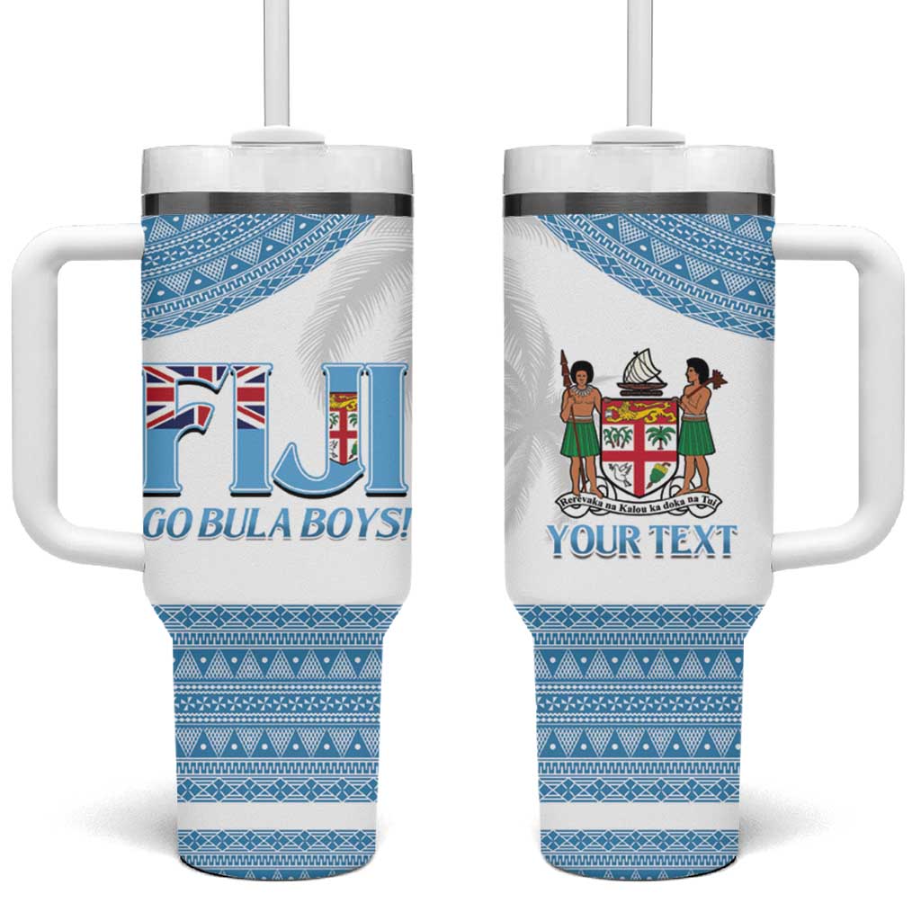 Custom Fiji Tapa Football Tumbler With Handle Go Bula Boy! LT14 One Size: 40 oz White - Polynesian Pride