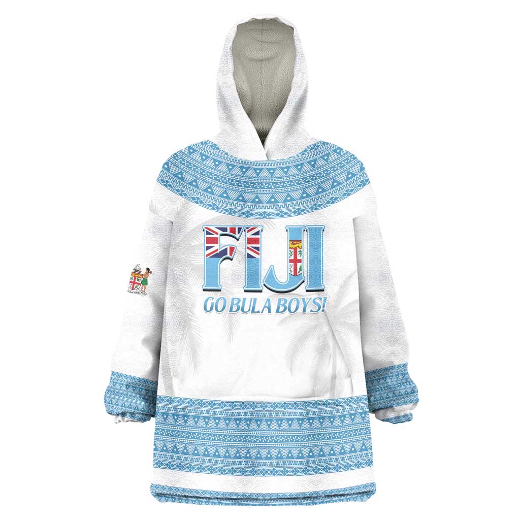 Custom Fiji Tapa Football Wearable Blanket Hoodie Go Bula Boy! LT14 One Size White - Polynesian Pride