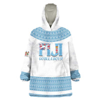 Custom Fiji Tapa Football Wearable Blanket Hoodie Go Bula Boy! LT14 One Size White - Polynesian Pride
